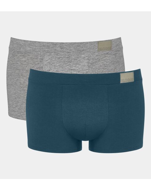 Lot de 2 culottes hipster Go Natural bleu canard/gris