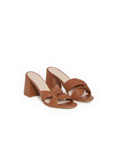 Mules Opale en cuir cognac