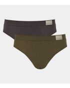 Set van 2 Go Natural grijs/kaki slips