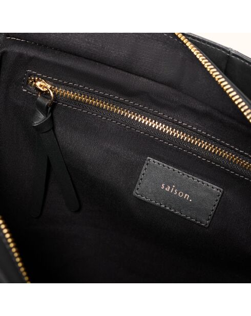 Bolso Soazig de piel negra - 42,2x27,8x16 cm