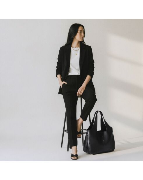 Bolso Soazig de piel negra - 42,2x27,8x16 cm