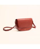 Sac bandoulière Albane en cuir brique - 24x17x8 cm