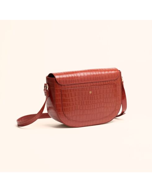 Sac bandoulière Albane en cuir brique - 24x17x8 cm
