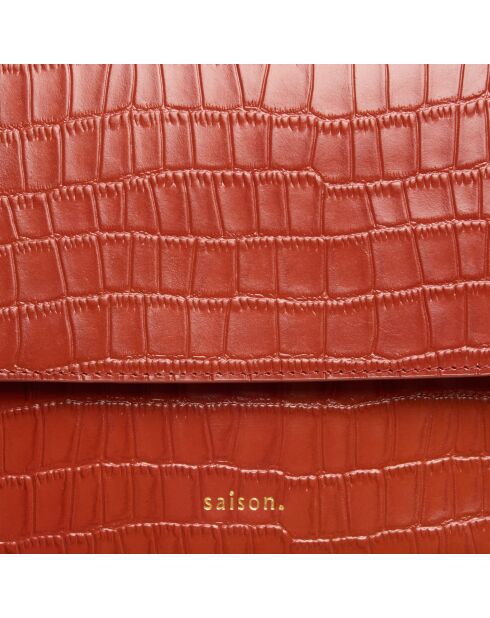Sac bandoulière Albane en cuir brique - 24x17x8 cm