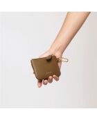 Porte-monnaie Miki en cuir sepia - 10,5x7,7x1 cm