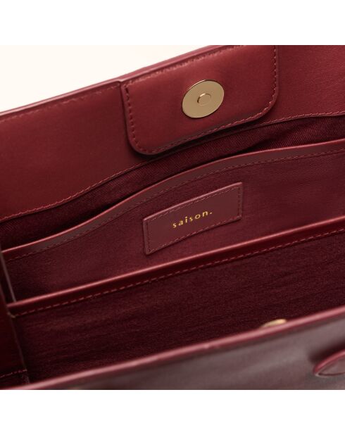 Sac à main Julia en cuir bordeaux - 37,5x34,4x9 cm