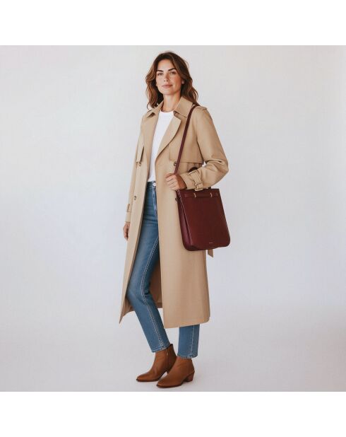 Sac à main Julia en cuir bordeaux - 37,5x34,4x9 cm