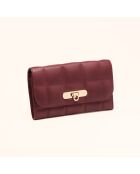 Portefeuille Ruth en cuir bordeaux - 19x11x3 cm