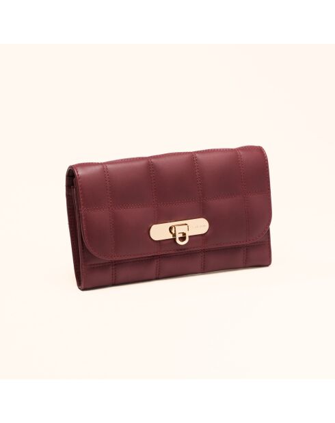 Portefeuille Ruth en cuir bordeaux - 19x11x3 cm