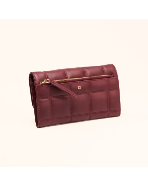 Portefeuille Ruth en cuir bordeaux - 19x11x3 cm