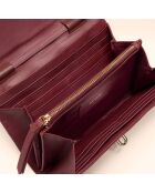 Portefeuille Ruth en cuir bordeaux - 19x11x3 cm