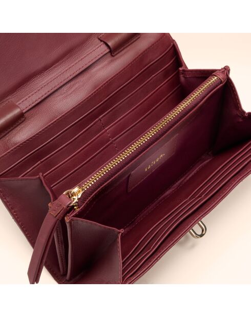 Portefeuille Ruth en cuir bordeaux - 19x11x3 cm