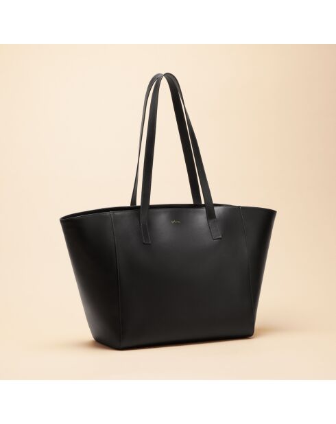 Sac cabas Lison en cuir noir - 31x29,5x15 cm