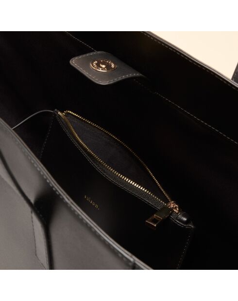 Sac cabas Lison en cuir noir - 31x29,5x15 cm