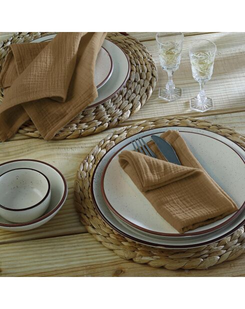 Lot de 4 serviettes de table gaze de coton Carla noisette - 40x40 cm