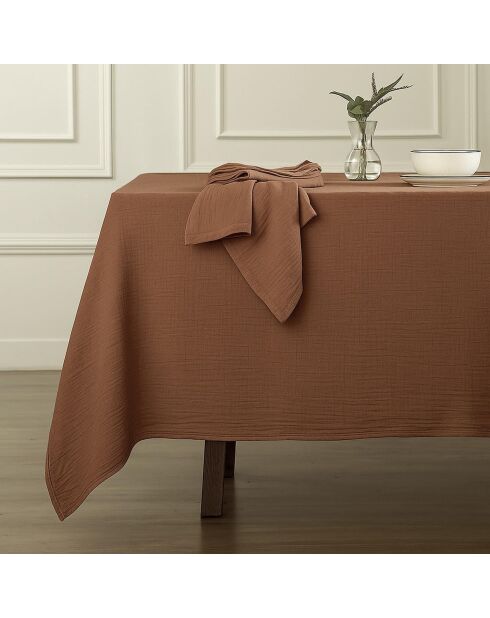 Lot de 4 serviettes de table gaze de coton Carla noisette - 40x40 cm