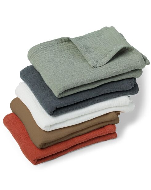 Lot de 4 serviettes de table gaze de coton Carla noisette - 40x40 cm