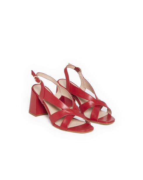 Rode leren sandalen van Joliet