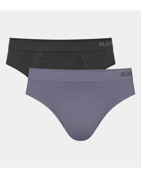 Set di 2 slip Go Smooth nero/grigio