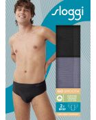 Set di 2 slip Go Smooth nero/grigio