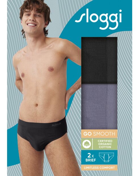 Set di 2 slip Go Smooth nero/grigio