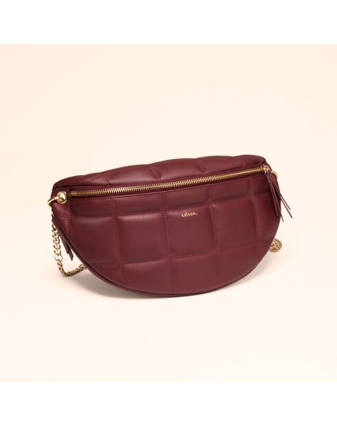 Sac banane Mado en cuir bordeaux - 33x18x8,7 cm