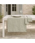 Chemin de table 4 serviettes en coton Colette vert olive - 50x150 cm