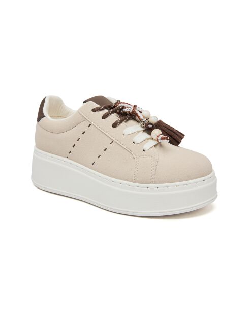 Beigefarbene Low-Top-Sneaker Sariet