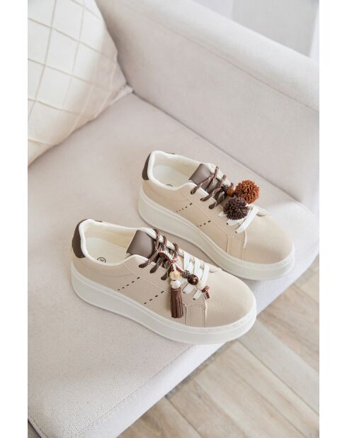 Beigefarbene Low-Top-Sneaker Sariet