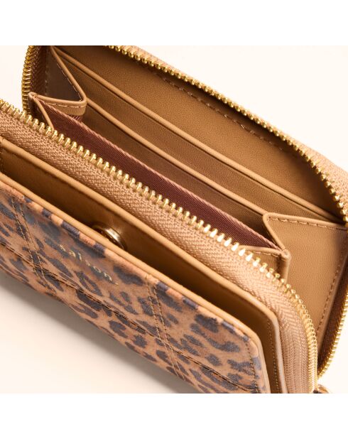 Portefeuille Coco en cuir léopard - 11x9x3 cm