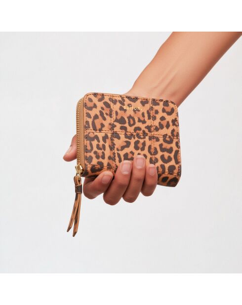 Portefeuille Coco en cuir léopard - 11x9x3 cm