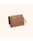 Portafoglio Emilie in pelle taupe - 13x10x2 cm