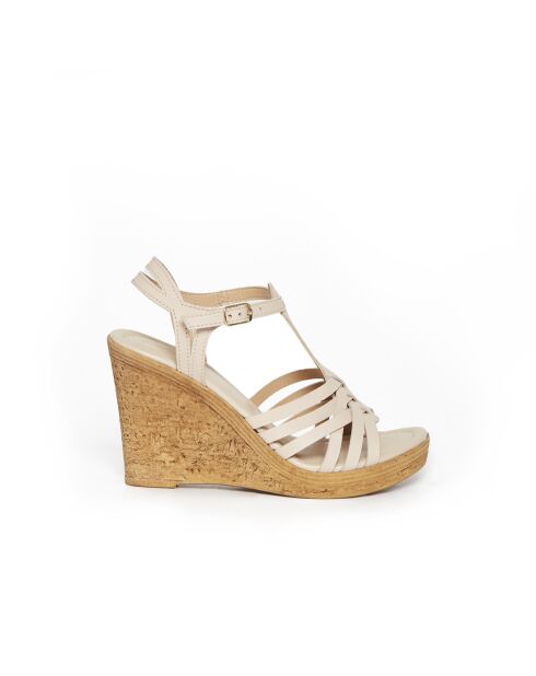 Fabuleuse beige leren sandalen
