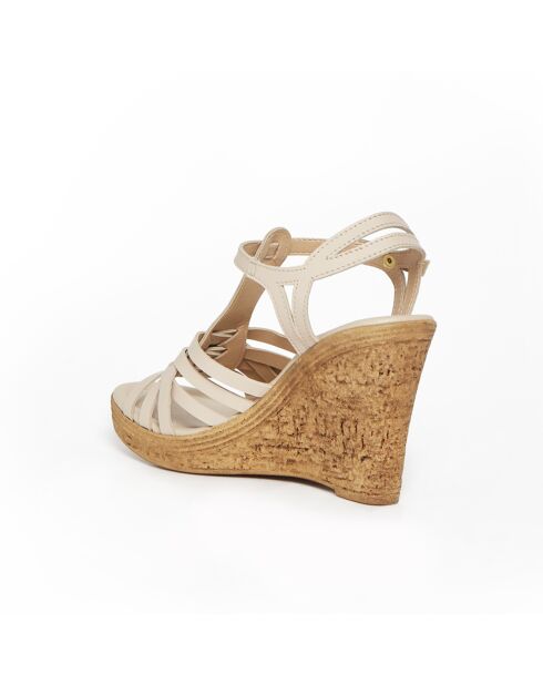 Fabuleuse beige leren sandalen