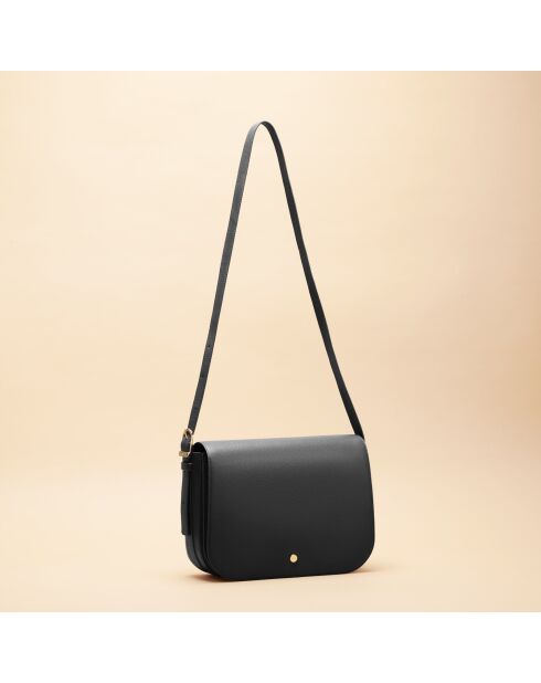 Sac bandoulière Adèle en cuir noir - 28x19x8,5 cm