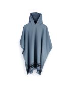 Faro katoenen sponcho stormblauw/zwart - 100x88 cm