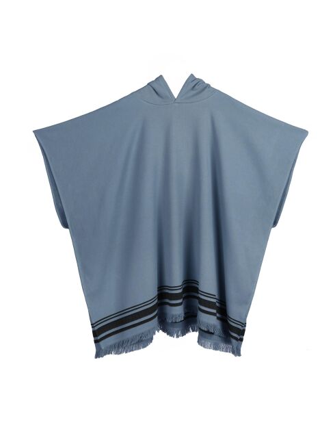 Faro Poncho aus Baumwollschwamm Sturmblau/Schwarz - 100x88 cm