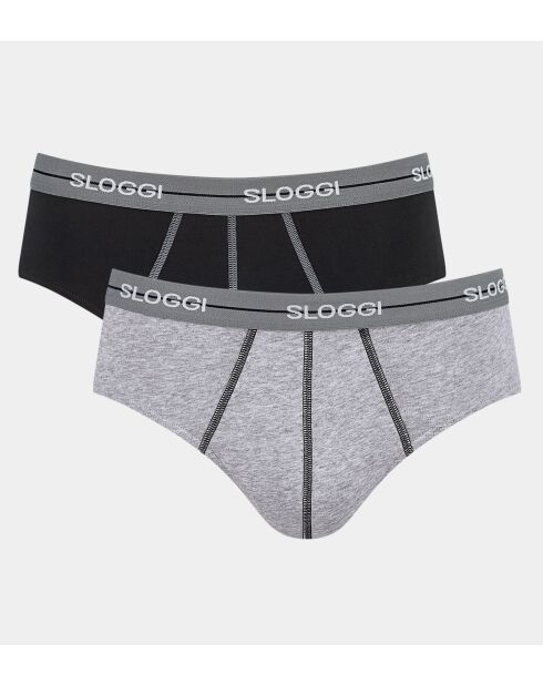 Set di 2 slip Midi Start Midi neri/grigi