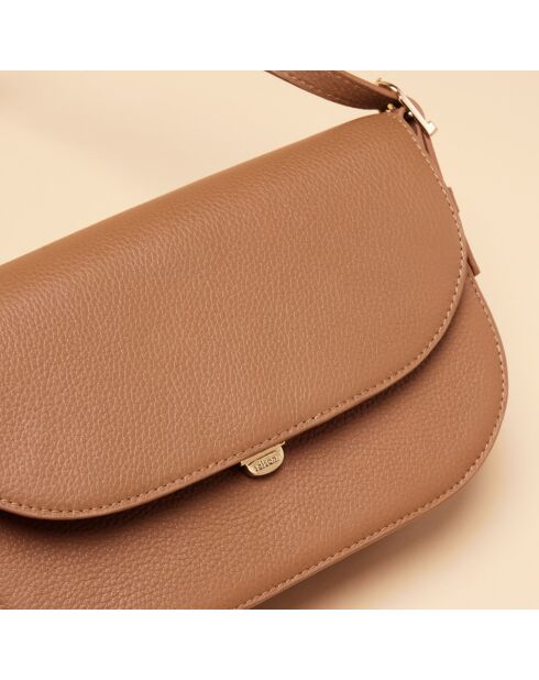 Sac porté épaule Béa en cuir cognac - 20x11,9x3,9 cm