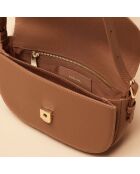 Sac porté épaule Béa en cuir cognac - 20x11,9x3,9 cm