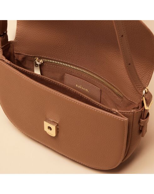 Sac porté épaule Béa en cuir cognac - 20x11,9x3,9 cm