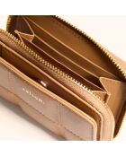 Portefeuille Coco en cuir camel - 11x9x3 cm