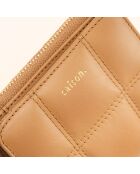 Portefeuille Coco en cuir camel - 11x9x3 cm