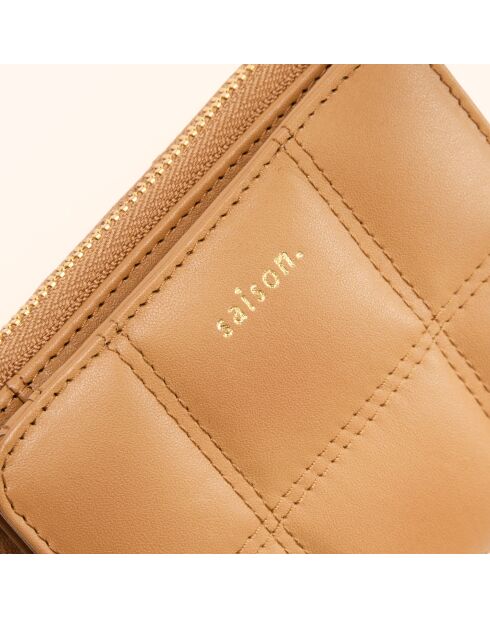 Portefeuille Coco en cuir camel - 11x9x3 cm