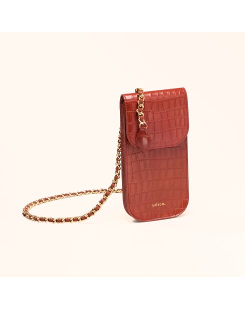 Pochette smartphone Chloé en cuir brique - 19,6x10x2,1 cm