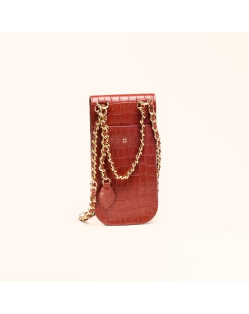 Pochette smartphone Chloé en cuir brique - 19,6x10x2,1 cm