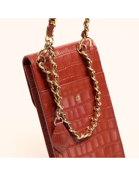 Pochette smartphone Chloé en cuir brique - 19,6x10x2,1 cm