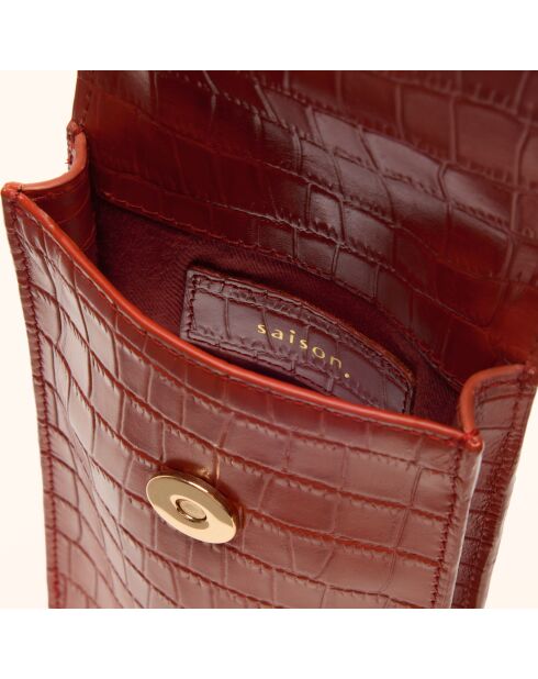Pochette smartphone Chloé en cuir brique - 19,6x10x2,1 cm