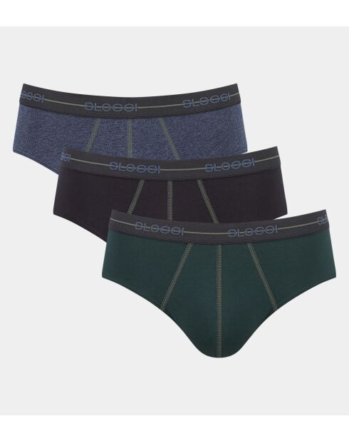 Set di 3 slip Start Midi verde/nero/blu