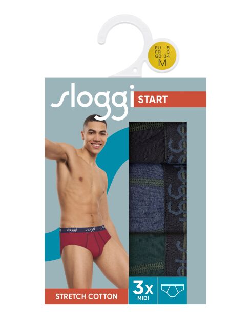 Set di 3 slip Start Midi verde/nero/blu